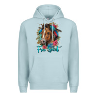 Blue Mist free spirit quarter horse floral Premium Hoodie - LillyAllenDesigns