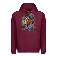 Burgundy free spirit quarter horse floral Premium Hoodie - LillyAllenDesigns