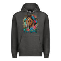 Charcoal Heather free spirit quarter horse floral Premium Hoodie - LillyAllenDesigns