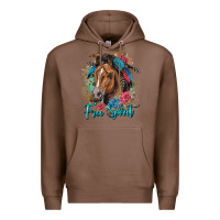 Chestnut free spirit quarter horse floral Premium Hoodie - LillyAllenDesigns