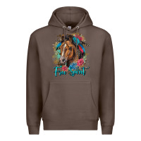 Coffee free spirit quarter horse floral Premium Hoodie - LillyAllenDesigns