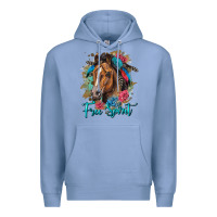 Colony Blue free spirit quarter horse floral Premium Hoodie - LillyAllenDesigns