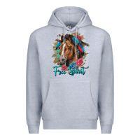 Heather Grey free spirit quarter horse floral Premium Hoodie - LillyAllenDesigns