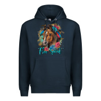 Navy free spirit quarter horse floral Premium Hoodie - LillyAllenDesigns