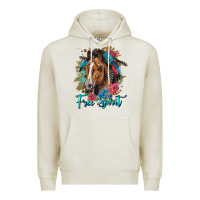 Oatmeal Heather free spirit quarter horse floral Premium Hoodie - LillyAllenDesigns