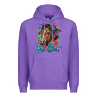 Purple free spirit quarter horse floral Premium Hoodie - LillyAllenDesigns