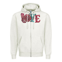 Oatmeal Heather valentine's day love with boots and gemstone Zipper Hoodie - RanaPortraitStore
