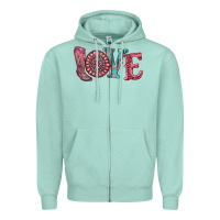Seafoam valentine's day love with boots and gemstone Zipper Hoodie - RanaPortraitStore