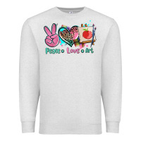 Oatmeal Heather peace love art   ado Premium Sweatshirt - AdoDesignShop