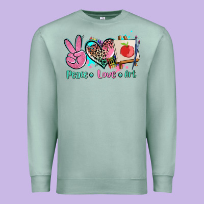 Peace Love Art   Ado Premium Sweatshirt Designed By Adodesignshop