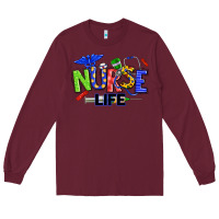 Burgundy autism nurse life Long Sleeve Tee - texasbilliewilder