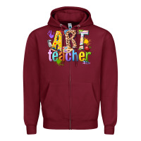 Burgundy art teacher Zipper Hoodie - texasbilliewilder