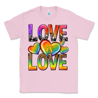 Bubblegum Pink love is love with hearts Classic Tee - texasbilliewilder