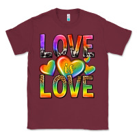 Burgundy love is love with hearts Classic Tee - texasbilliewilder