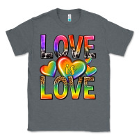 Charcoal Heather love is love with hearts Classic Tee - texasbilliewilder