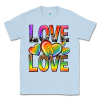 Dusty Blue love is love with hearts Classic Tee - texasbilliewilder