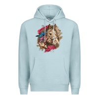 Blue Mist Floral Appaloosa Horse With Feathers Premium Hoodie - LillyAllenDesigns