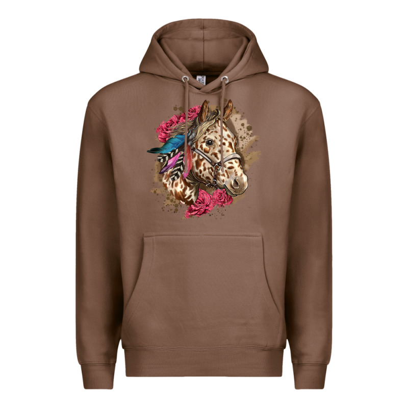 Floral Appaloosa Horse With Feathers Premium Hoodie by LillyAllenDesigns | Teevron