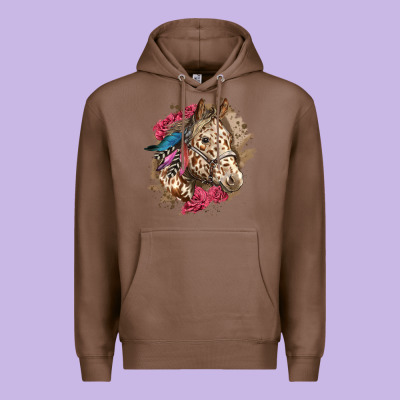 Floral Appaloosa Horse With Feathers Premium Hoodie Designed By Lillyallendesigns