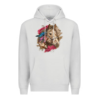 Dove Grey Floral Appaloosa Horse With Feathers Premium Hoodie - LillyAllenDesigns
