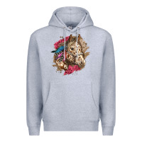 Heather Grey Floral Appaloosa Horse With Feathers Premium Hoodie - LillyAllenDesigns