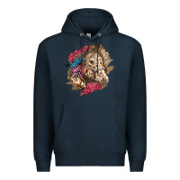 Navy Floral Appaloosa Horse With Feathers Premium Hoodie - LillyAllenDesigns