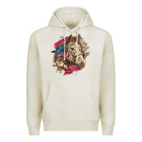 Oatmeal Heather Floral Appaloosa Horse With Feathers Premium Hoodie - LillyAllenDesigns