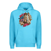 Ocean Blue Floral Appaloosa Horse With Feathers Premium Hoodie - LillyAllenDesigns