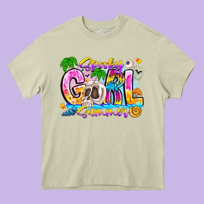 Spooky Girl Summer Heavy Core Tee Designed By Cowhidedigitalart