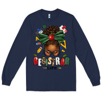 Navy registrar life afro messy bun Long Sleeve Tee - texasbilliewilder