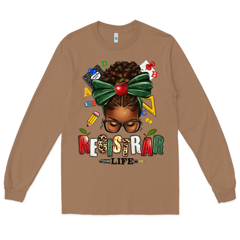 Registrar Life Afro Messy Bun Long Sleeve Tee by texasbilliewilder | Teevron