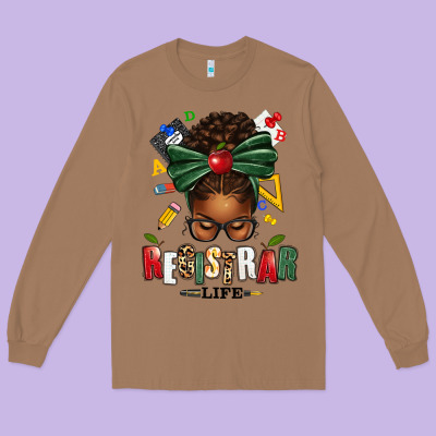 Registrar Life Afro Messy Bun Long Sleeve Tee Designed By Texasbilliewilder
