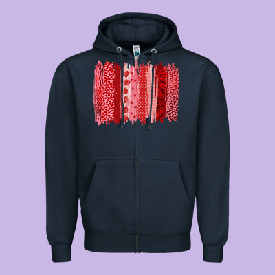 Valentine's Day Brushstroke Zipper Hoodie Designed By Ranaportraitstore
