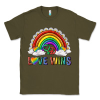 Army Green love wins with daisy and heart Classic Tee - texasbilliewilder