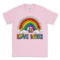 Bubblegum Pink love wins with daisy and heart Classic Tee - texasbilliewilder