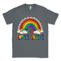 Charcoal Heather love wins with daisy and heart Classic Tee - texasbilliewilder
