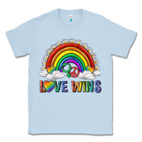 Dusty Blue love wins with daisy and heart Classic Tee - texasbilliewilder
