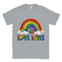 Heather Grey love wins with daisy and heart Classic Tee - texasbilliewilder