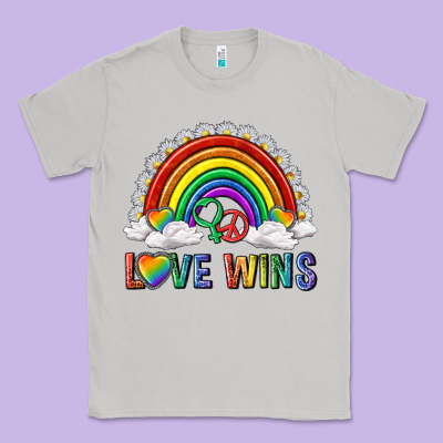 Classic Tee love wins with daisy and heart