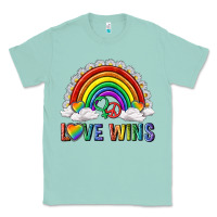 Seafoam love wins with daisy and heart Classic Tee - texasbilliewilder