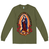 Army Green Our Lady Of Guadalupe Long Sleeve Tee - RanaPortraitStore