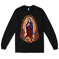 Black Our Lady Of Guadalupe Long Sleeve Tee - RanaPortraitStore