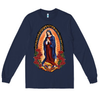 Navy Our Lady Of Guadalupe Long Sleeve Tee - RanaPortraitStore