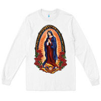 White Our Lady Of Guadalupe Long Sleeve Tee - RanaPortraitStore