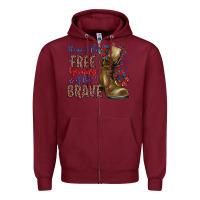 Burgundy home of the free because of the brave Zipper Hoodie - Zillion Design Studio