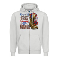 Dove Grey home of the free because of the brave Zipper Hoodie - Zillion Design Studio