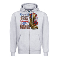 Heather Grey home of the free because of the brave Zipper Hoodie - Zillion Design Studio