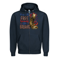 Navy home of the free because of the brave Zipper Hoodie - Zillion Design Studio