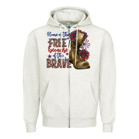 Oatmeal Heather home of the free because of the brave Zipper Hoodie - Zillion Design Studio