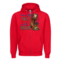 Red home of the free because of the brave Zipper Hoodie - Zillion Design Studio